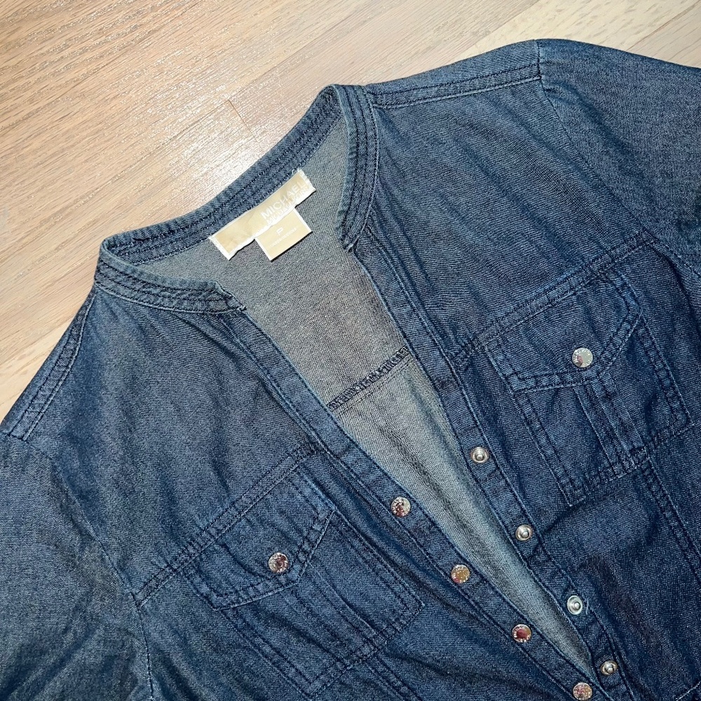Michael Kors short sleeve women p denim button up dress